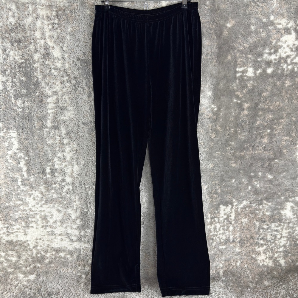 Always Caroline Size 14 Velvet Stretch Elastic Waist Lounge Pants Black Womens